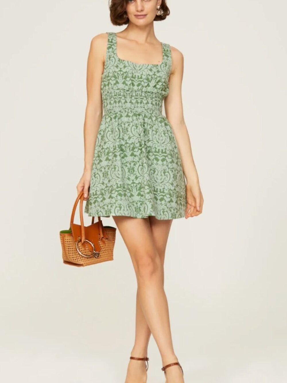Hill House Cher Dress Jacquard Green XS | Nap Dress Style | Retail $150